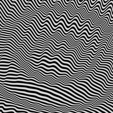 3D wavy background. Dynamic effect. Black and white design. Stock Illustration