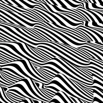 3D wavy background. Dynamic effect. Black and white design. Stock Illustration