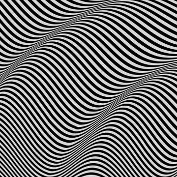 3D wavy background. Dynamic effect. Black and white design. Stock Illustration
