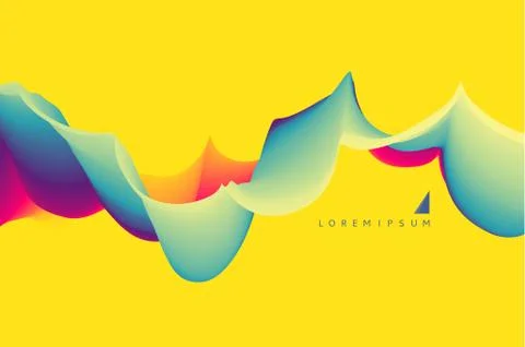 3D wavy background with dynamic effect. Abstract vector illustration. Stock Illustration