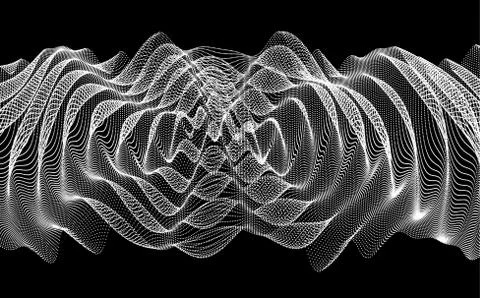 3D wavy background with ripple effect. Vector illustration with particle. Illustrazione stock