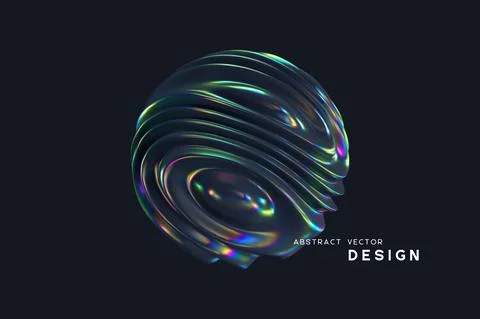 3d wavy fluorescent sphere. Stock Illustration