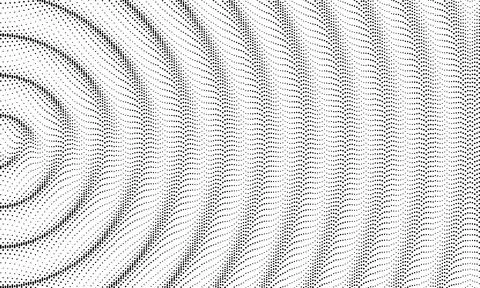 3D wavy overlay background with ripple effect. Grid surface with particle Stock Illustration