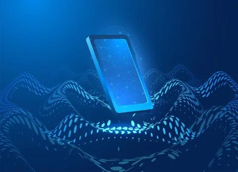 3D wavy ripple effect with smartphone, vector sound dynamic effect, digital 스톡 일러스트