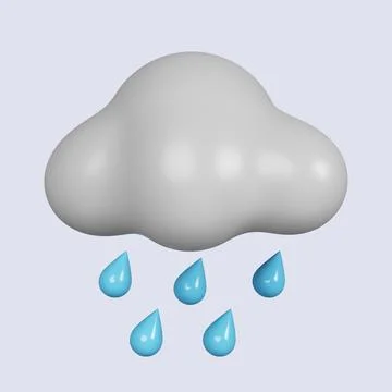 3d weather. cloud with rain .rainy day. icon isolated on gray background. 3d Stock Illustration
