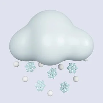 3d weather. Cloud with snow and snowflakes .snowy day. icon isolated on gray Stock Illustration