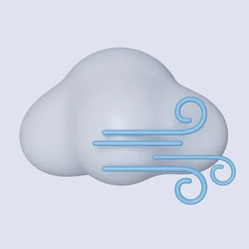 3d weather. cloud with wind. icon isolated on gray background. 3d rendering Stock Illustration
