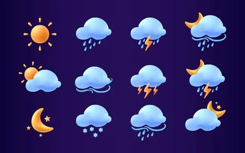 3d weather forecast cloud icon for app web design Stock Illustration