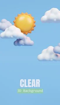 3d Weather forecast. Cloudy with sun. Meteorological. 3d rendering illustration. Stock Illustration