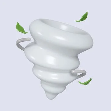 3d weather. storm wind. icon isolated on gray background. 3d rendering Stock Illustration