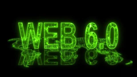 3d web 6.0 text technology earth map green glow Stock Illustration