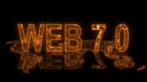 3d web 7.0 text technology earth map orange glow イラスト素材
