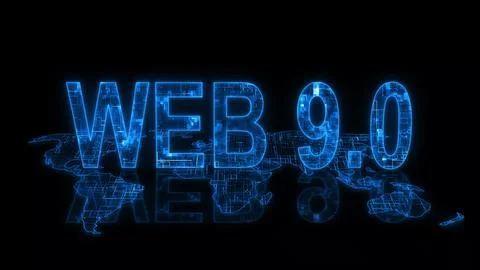 3d web 9.0 text technology earth map glow Stock Illustration