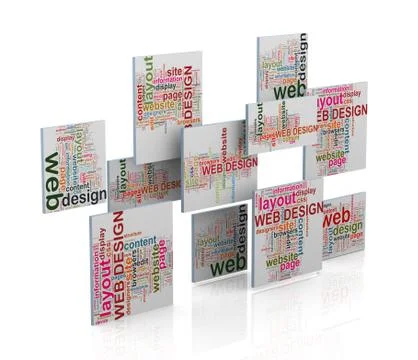 3d web design word tags wordcloud Stock-Illustration