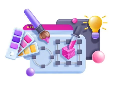 3D website design concept, vector UI UX page redesign illustration Illustrazione stock