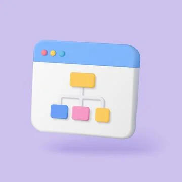 3D Website Sitemap Structure Diagram Icon Stock Illustration