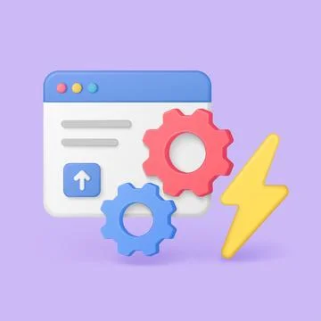 3D Website Speed Optimization Concept Vector Art Stockillustratie