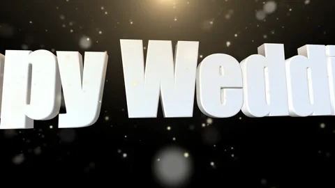 3D Wedding Text Animation with Floating Particles on Black Background Видео 342894111