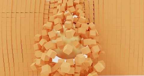 3D weight breaks the wall of boxes Illustrazione stock