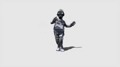 3D Weird Goofy Character in Astronaut Costume and Gas Mask, Running Loop, Fr Stock Footage 344365974