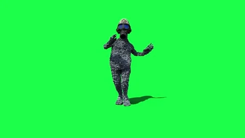 3D Weird Goofy Character in Bubble Wrap Costume and Gas Mask, Running Loop,  Stock Footage 341743693