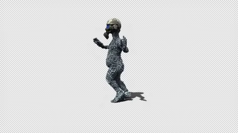 3D Weird Goofy Character in Bubble Wrap Costume and Gas Mask, Running Loop,  Stock Footage 344365972