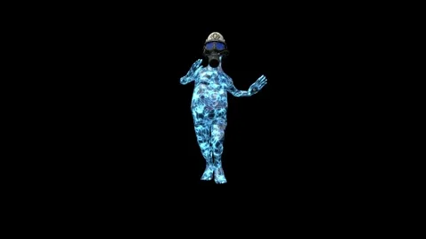 3D Weird Goofy Character in Light Strings Costume and Gas Mask, Running Loop, Fr Stock Footage 336560649