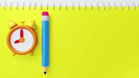 3D Welcome Back to School on Yellow Notepad Video Stock Footage 342571382