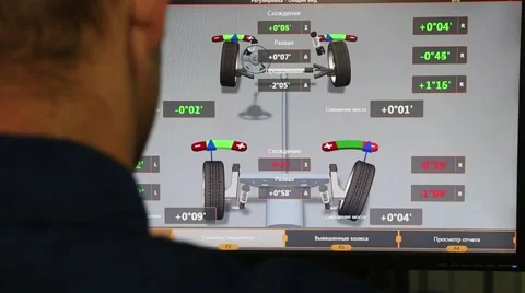 3d wheel alignment on computer screen Stock Footage