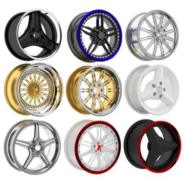 3d wheel collection. Stock Illustration