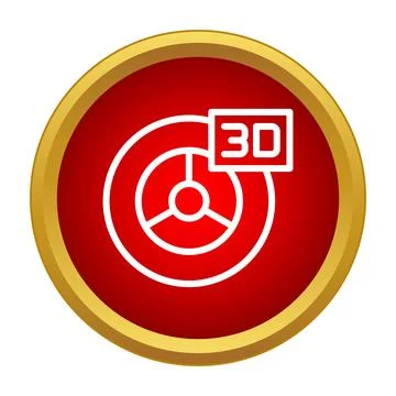 3d wheel icon appearing on red button Stock Illustration