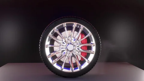 3D wheel skids with smoke Stock Footage 124329034