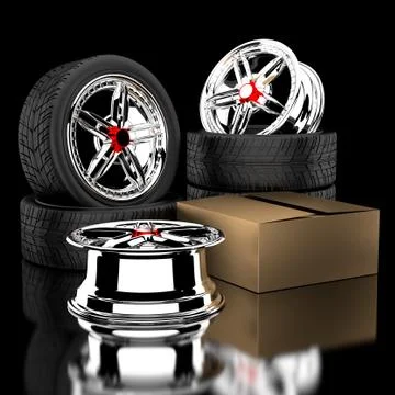 3d wheels and tire. Stock Illustration