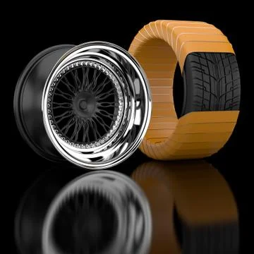 3d wheels and tire. Stock Illustration