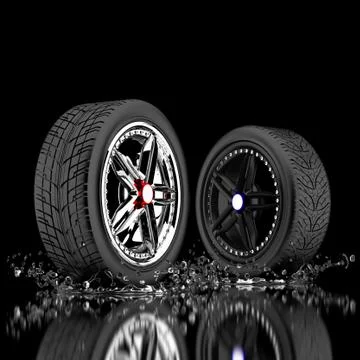 3d wheels Stock Illustration