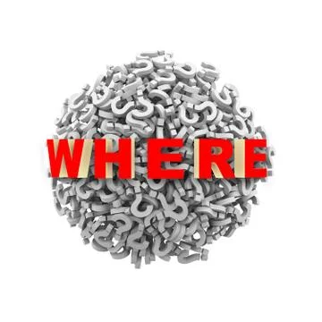 3d where question mark sphere ball Stock Illustration