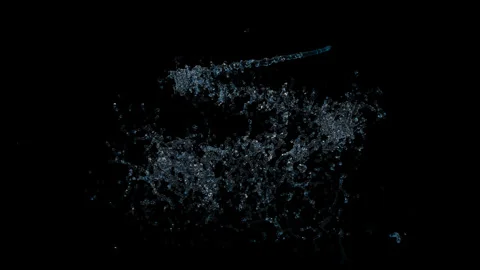 3d whirlpool clear blue water scattered around, water splash transparent, w.. Video stock 242579519