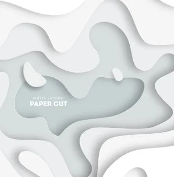 3D white abstract background with white paper cut shapes. Vector design layout Stock Illustration