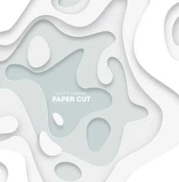 3D white abstract background with white paper cut shapes. Vector design layout Illustrazione stock