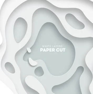3D white abstract background with white paper cut shapes. Vector design layout Stock Illustration