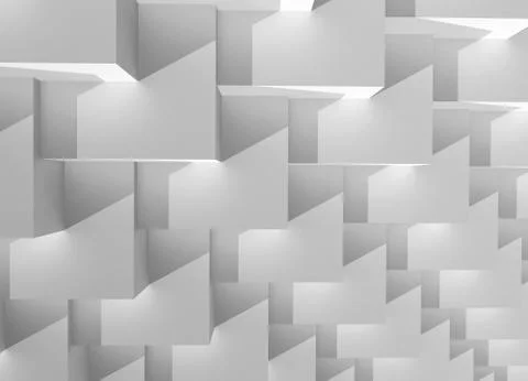 3d white abstract geometric background Illustrazione stock