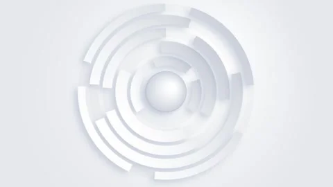 3D White Abstract HUD Circle Loop with Rotating Concentric Rings 스톡 동영상 344946616