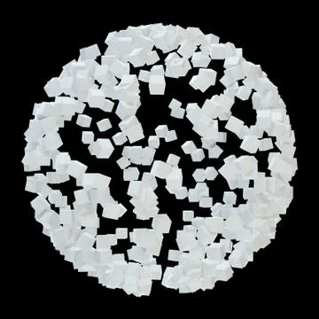 3D white abstract sphere of small cubes Stock-Illustration