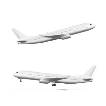 3D White Airplane Take Off And Landing Flying Stock Illustration
