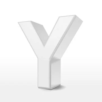 3d white alphabet Y Stock Illustration