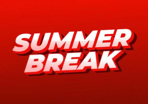 3D white and red text reading SUMMER BREAK on a vibrant red gradient backgr.. Stock Illustration