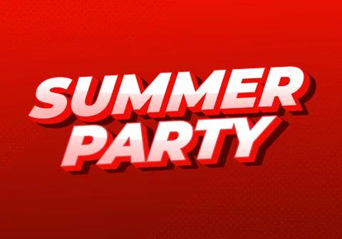 3d white and red text reading summer party on a red gradient background wit.. Stock Illustration