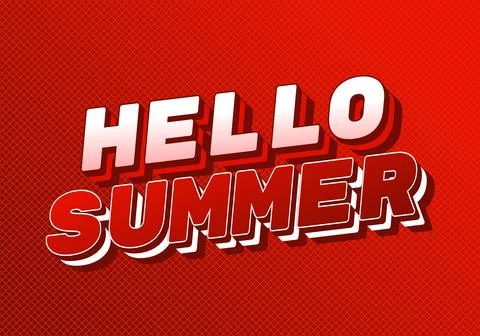3D white and red text hello summer on a red textured background with diagon.. Stock Illustration