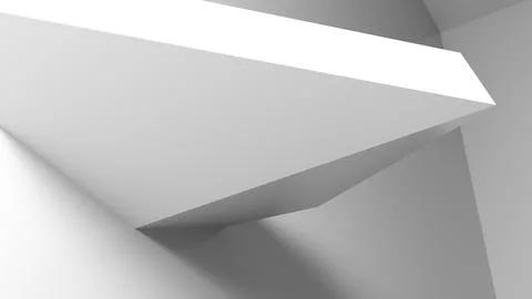 3d white architectural composition featuring intersecting geometric planes Stock Illustration
