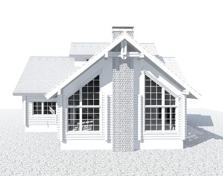 3D white architecture model house  isolated on white Stock Illustration